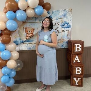 Charming Blue Maternity Dress